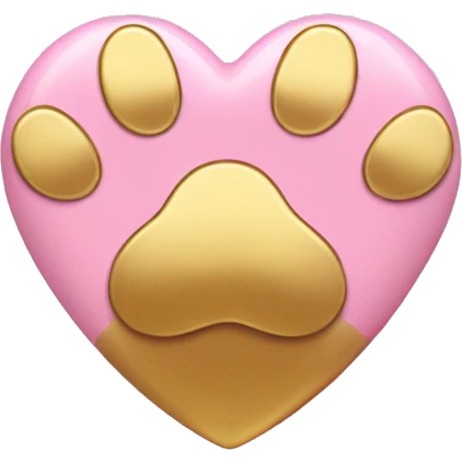 Gold heart with baby pink paw print  emoji