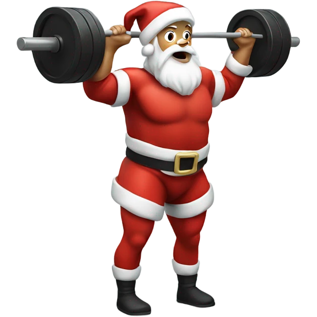 Santa doing back squats emoji