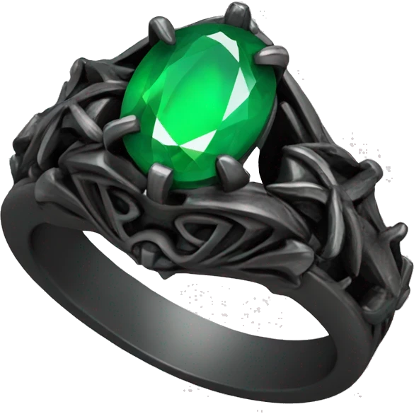 gothic ring with green stone emoji