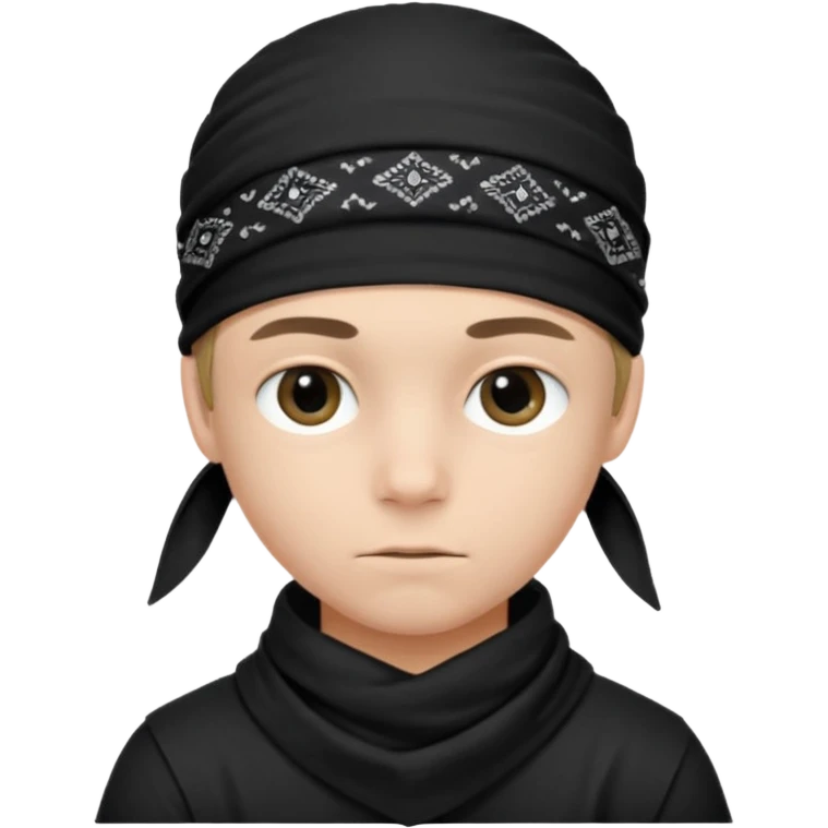 Make a boy wearing black bandana with some design on it  emoji