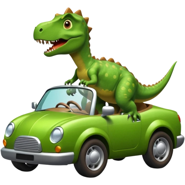 Dinosaur driving a car emoji