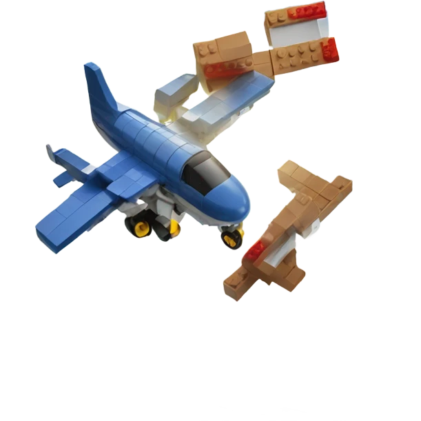 Plane hitting a lego building emoji
