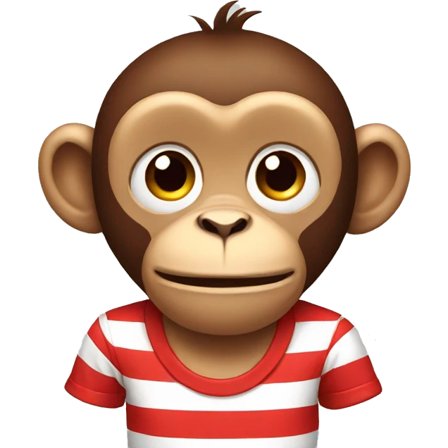 crying monkey wearing a striped red and white shirt  emoji