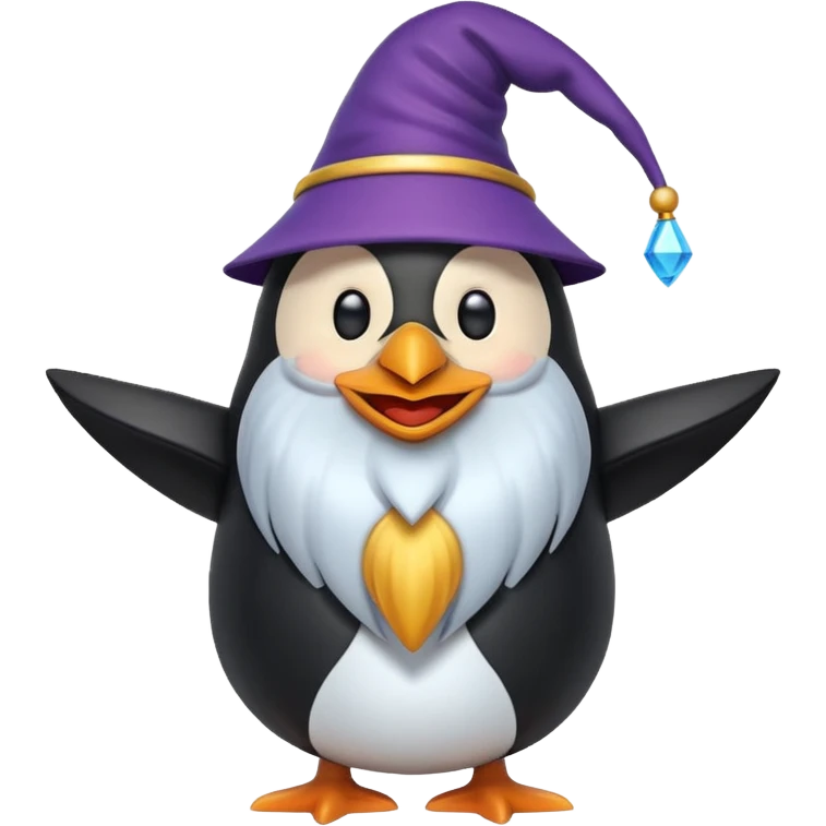 penguin wizard in the style of a 3d emoji emoji