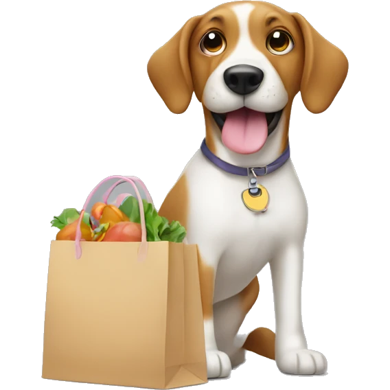 a dog with a shopping bag emoji