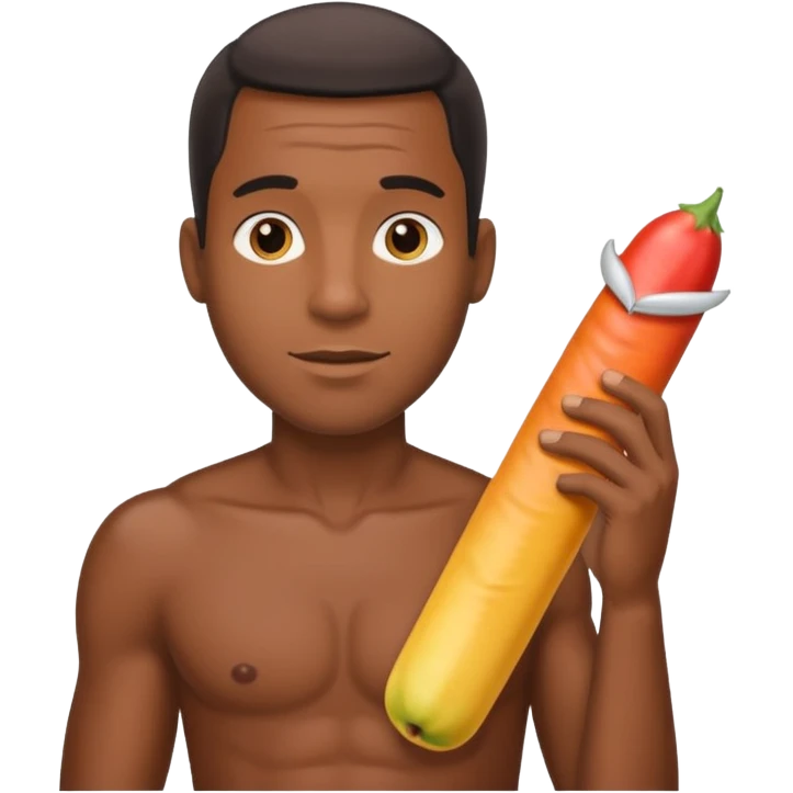 Black guy holding a big dick emoji