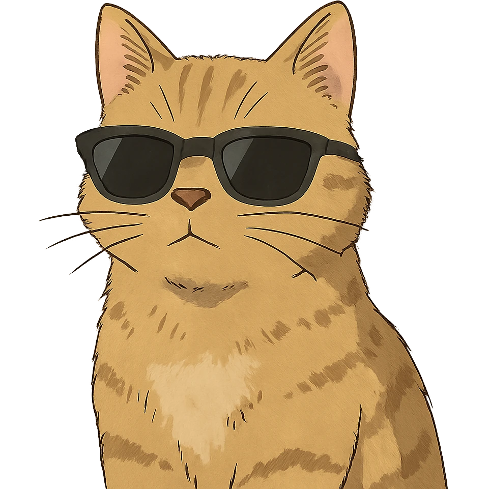 ghibli style cat wearing sunglasses emoji
