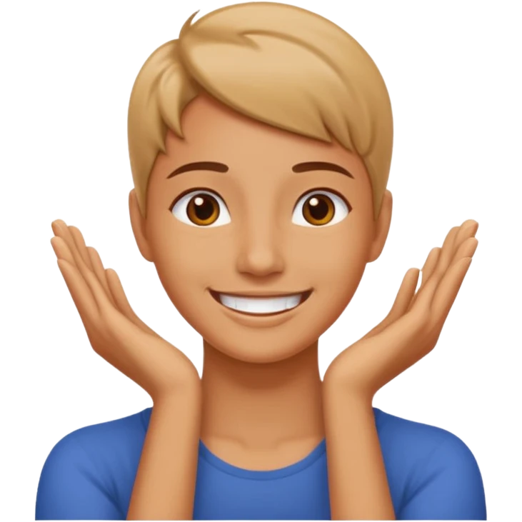 Hands on neck smiling  emoji