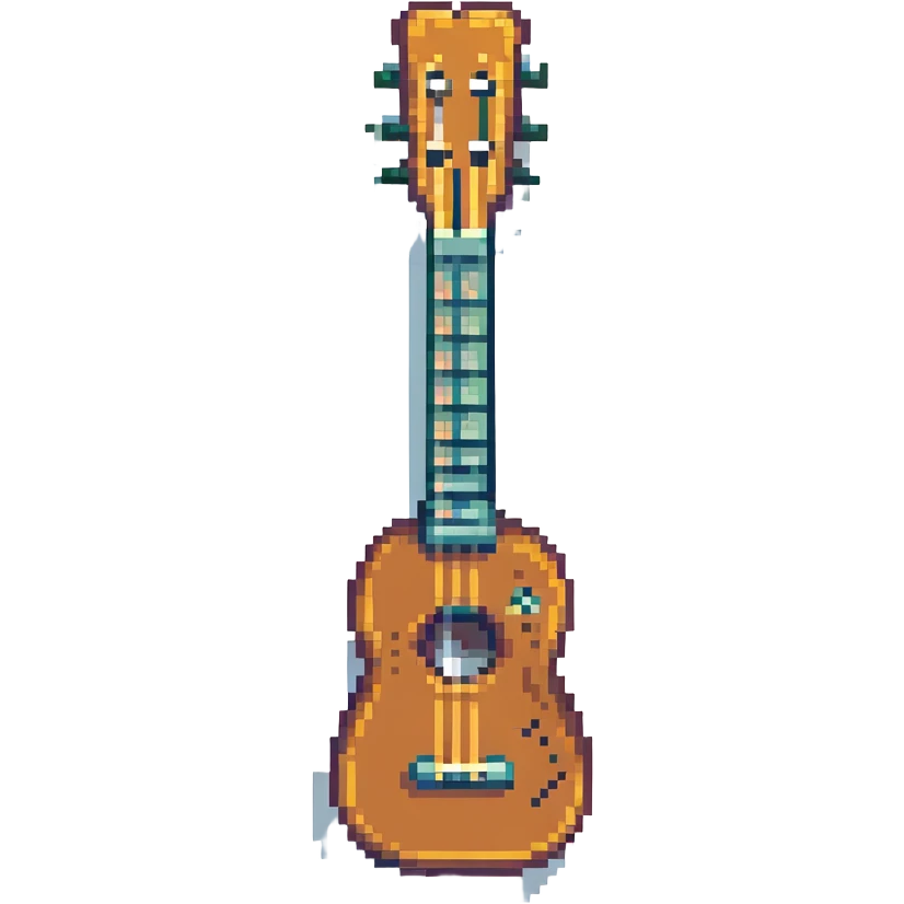 ukelele, pixel art style, retro and simple emoji