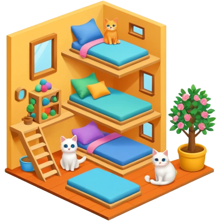 cat room interior isometric emoji
