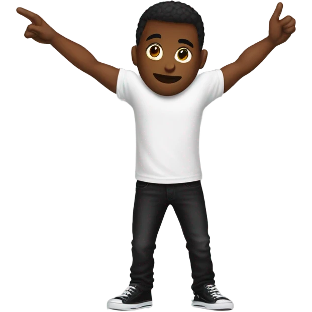 Guy pointing to the back of Vlone shirt  emoji