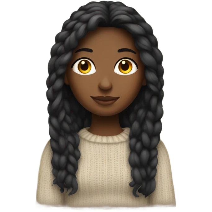 black long haired girl in sweater emoji