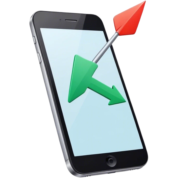 mobile phone and arrow emoji