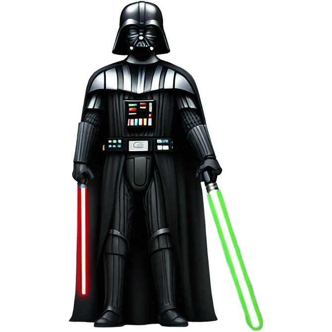Realistic Darth Vader with Lightsaber extended by his side emoji