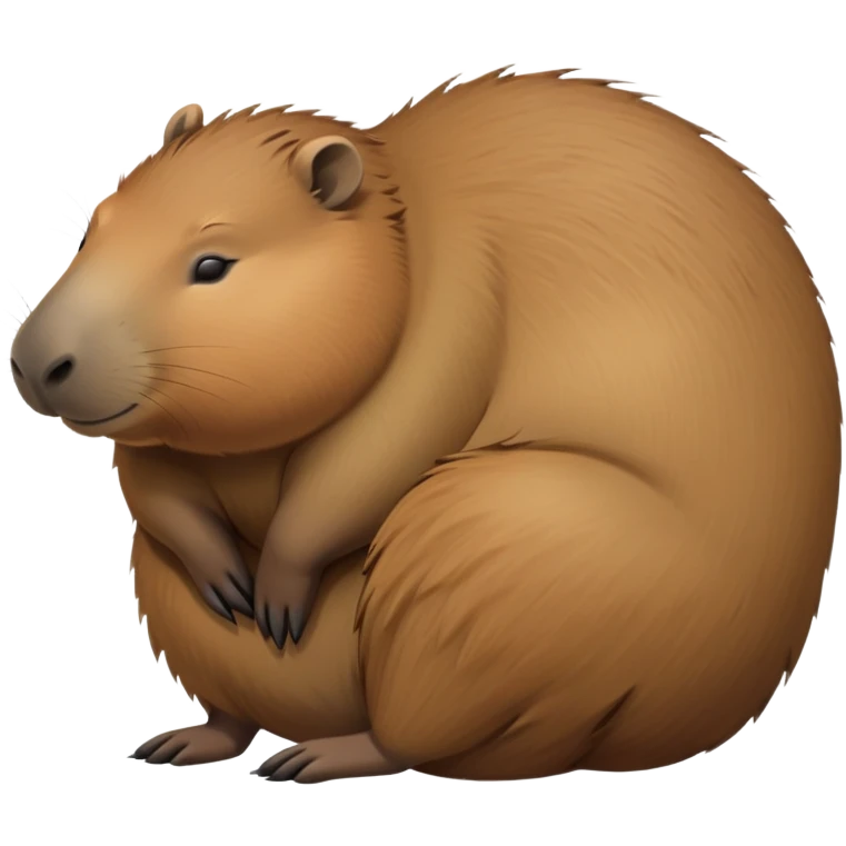 cinematic-Sleeping capybara-realistic-full-body-on-standing-emoji,-plump-and-relaxed-body-soaking-in-the-warm-sun,-short-brown-fur-slightly-ruffled,-head-tilted-dramatically,-calm-expressive-eyes-exuding-serene-wisdom,-simplified-yet-realistic emoji