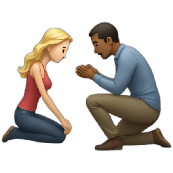Woman on knees facing man emoji