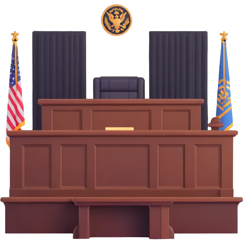 Courtroom with judge bench emoji