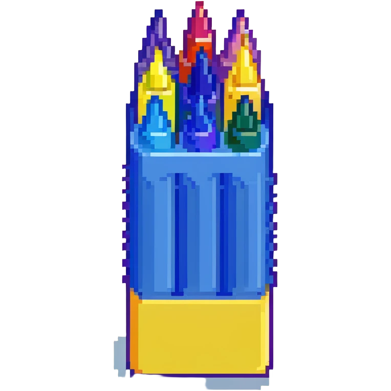 Eleven blue crayons arranged in various positions emoji
