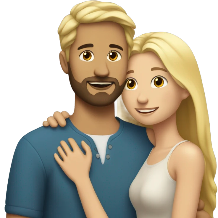 blonde woman long hair, hugging a blonde man with beard. he short hair emoji