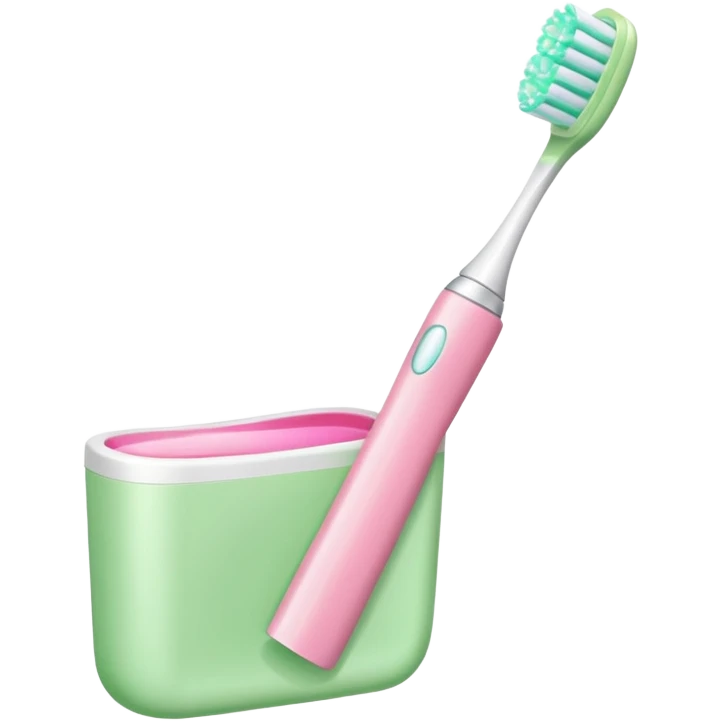 light green and pink toothbrush and floral toothpaste emoji