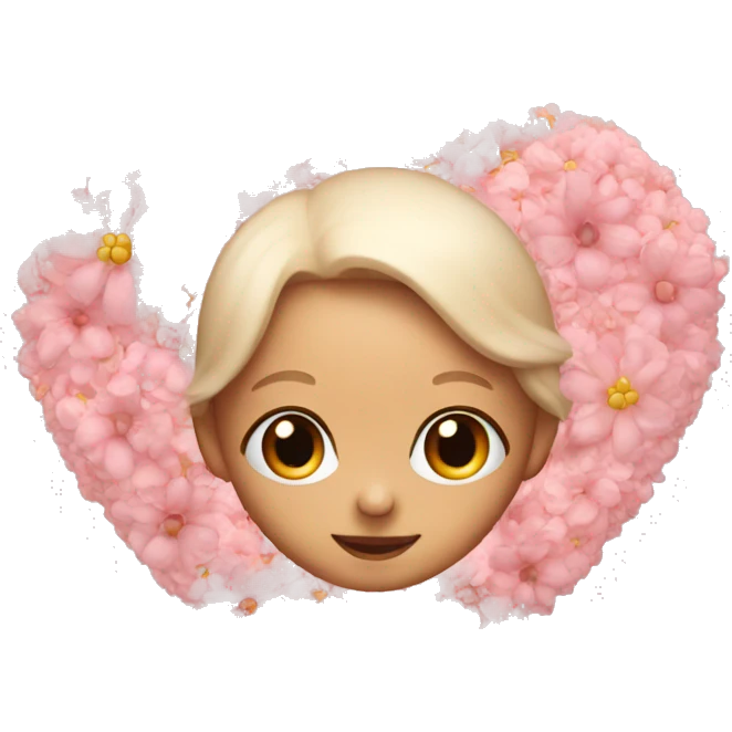 baby pink heart with flowers around emoji