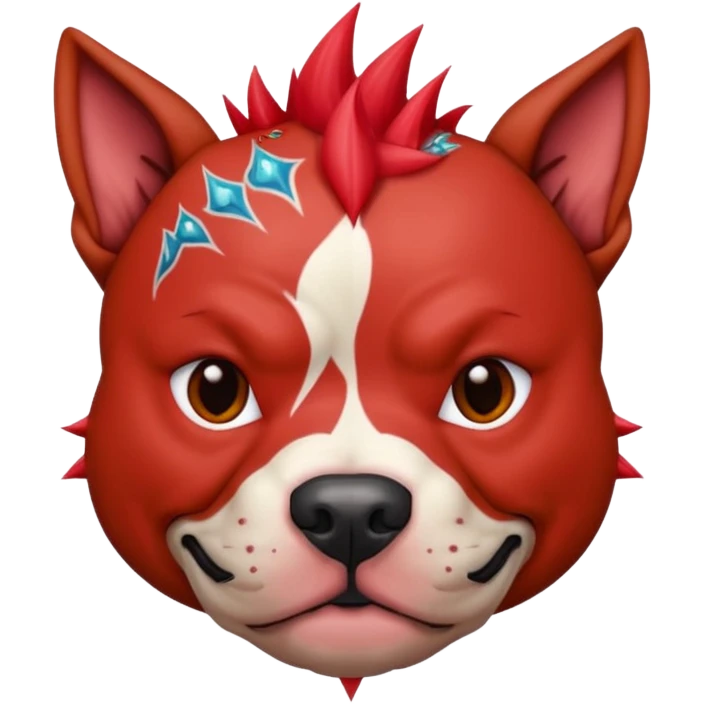 very tattoed face pitbull dog with red spiky hair emoji