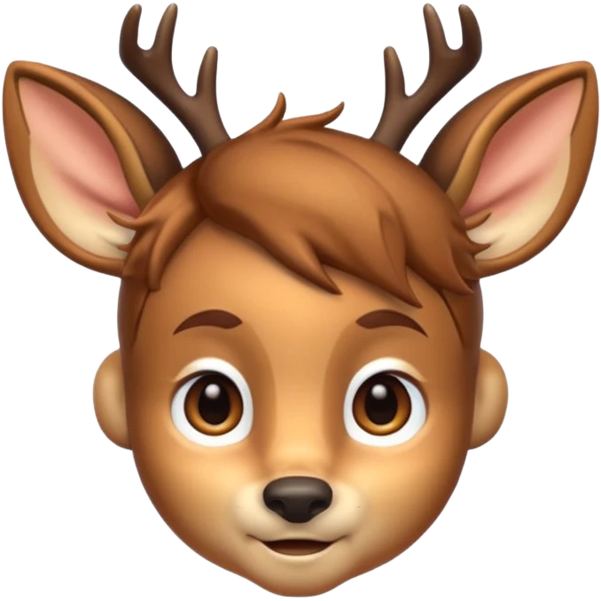 childlike face, deer ears, bambi boy hybrid, ios emoji style emoji