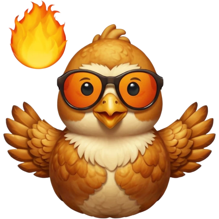 balls with chicken in fire sun glasses emoji