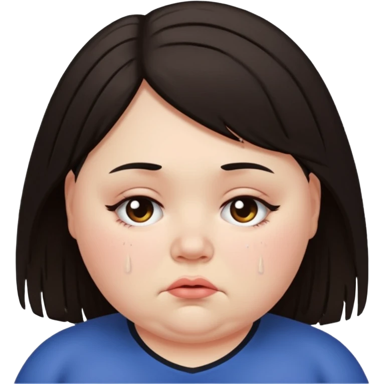 Sad fat girl lifting dark hair emoji