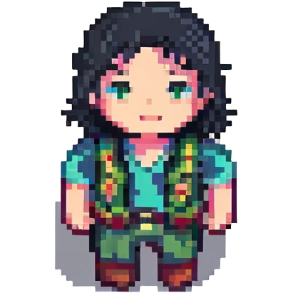 simple human character icon, pixel art style emoji