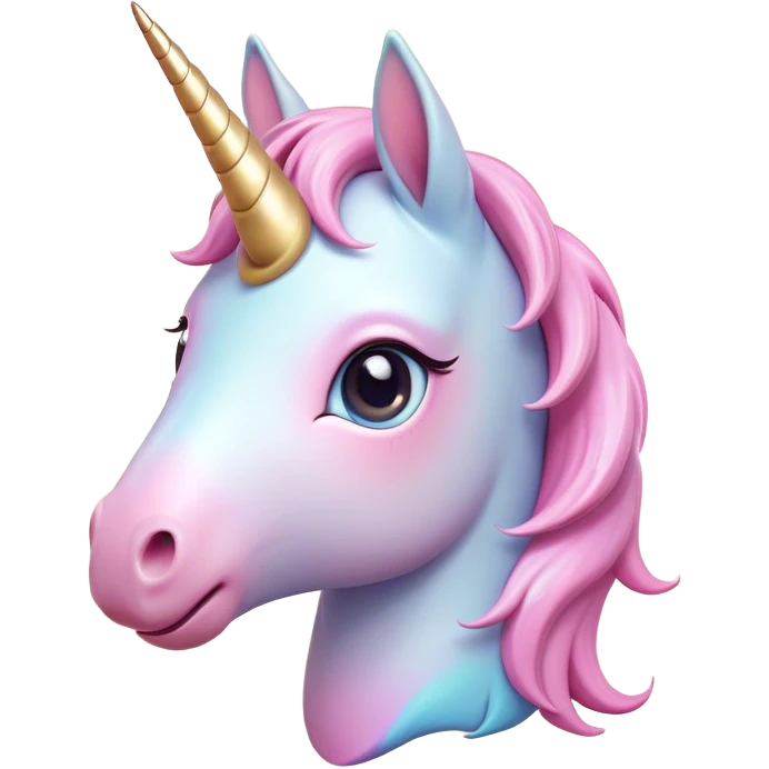 Cinematic Cute Unicorn Pony Portrait Emoji, Head tilted playfully and inquisitively, featuring a charming, diminutive form with a gentle pastel color, a delicate, sparkling horn and large, dreamy eyes full of wonder, Simplified yet irresistibly adorable features, highly detailed, glowing with a warm, magical glow, high shine, affectionate and lively, stylized with a touch of whimsical charm, soft glowing outline, capturing the essence of a mischievous yet endearing unicorn pony that seems as if it could prance out of the screen into your arms! emoji