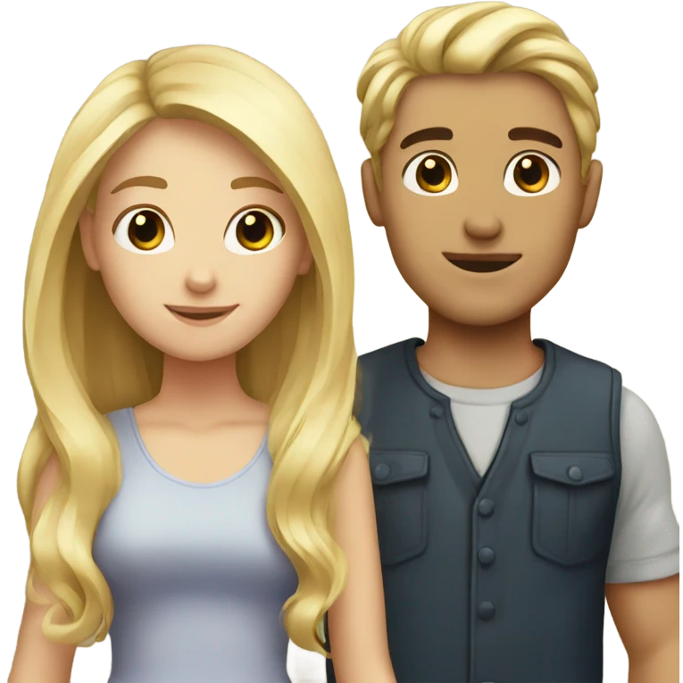 Girl with blonde hair and guy with brown  emoji