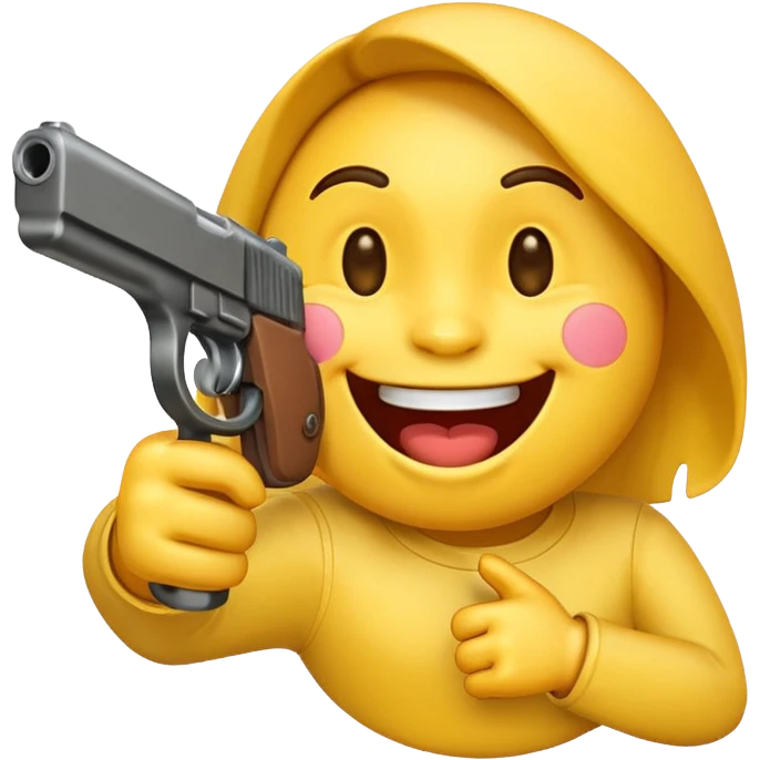 Laughing emoji with gun facing it  emoji