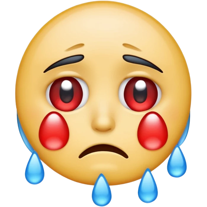 Emoji sad crying with red eyes emoji