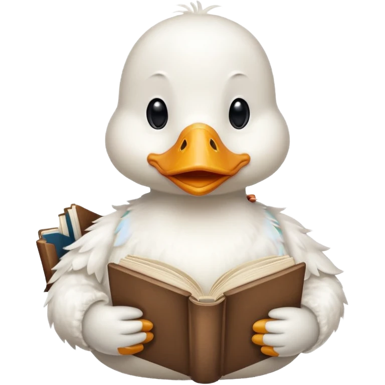 white duck holding book emoji