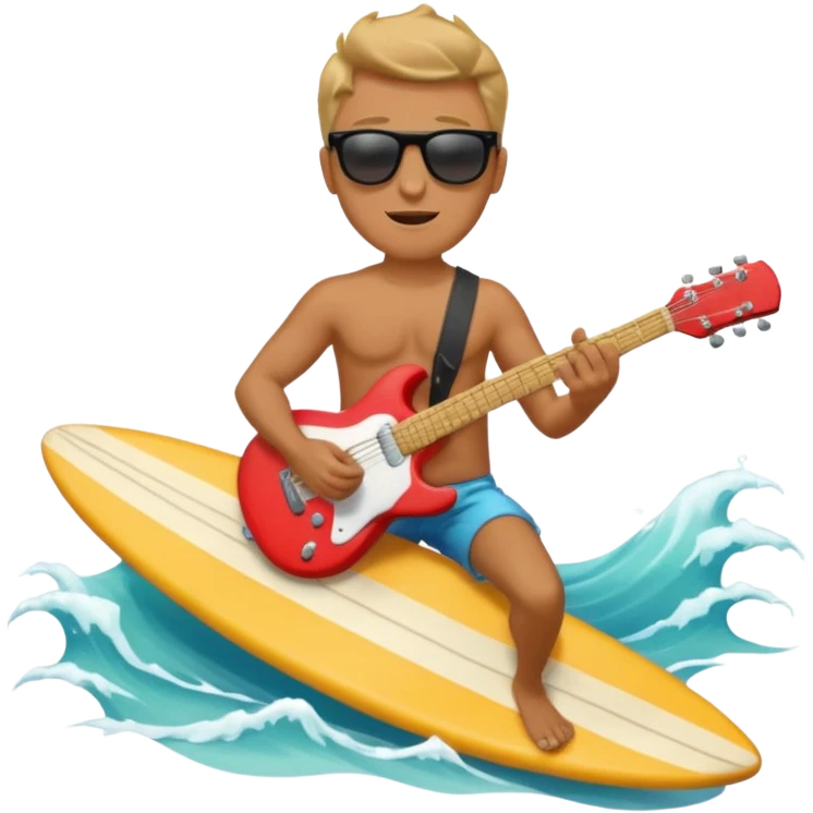 a man ride guitar as a surfboard emoji