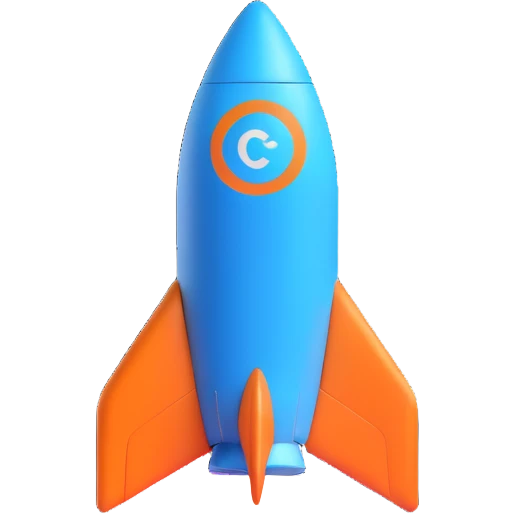 blue rocket emoji with 3D look, Slack-inspired emoji