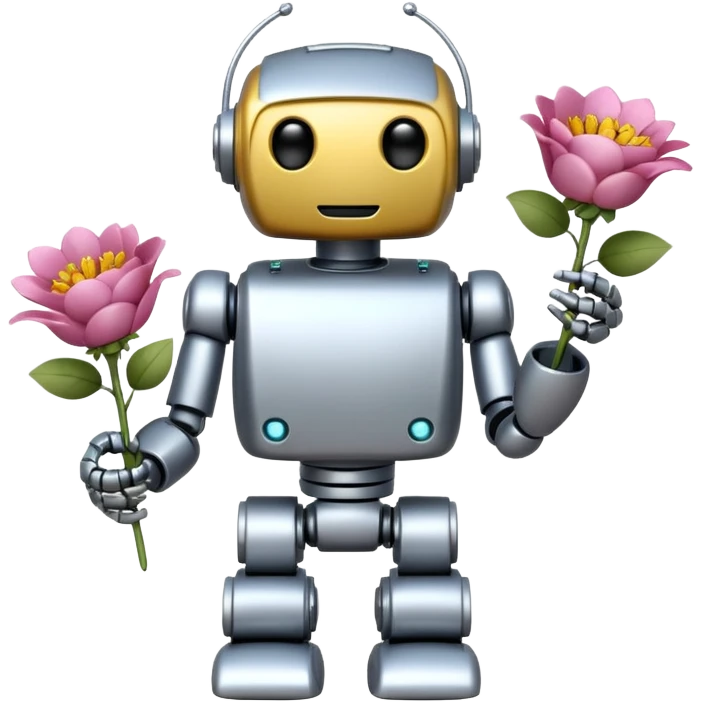 robot with flowers  emoji