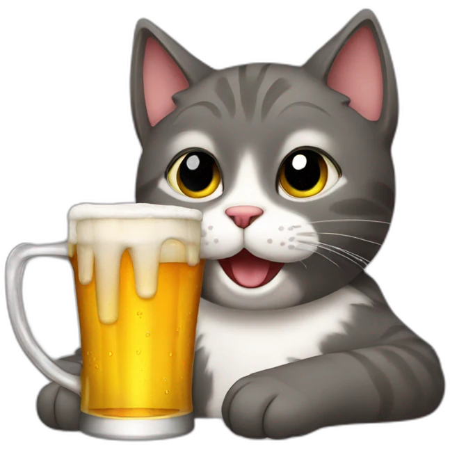 cat drinking beer emoji