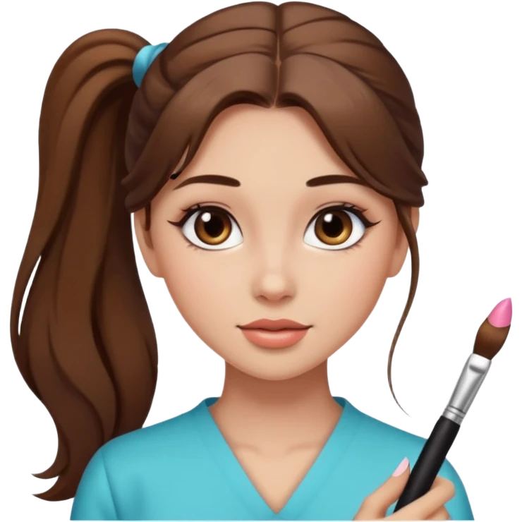 pretty girl brown long hair makeup ponytail emoji