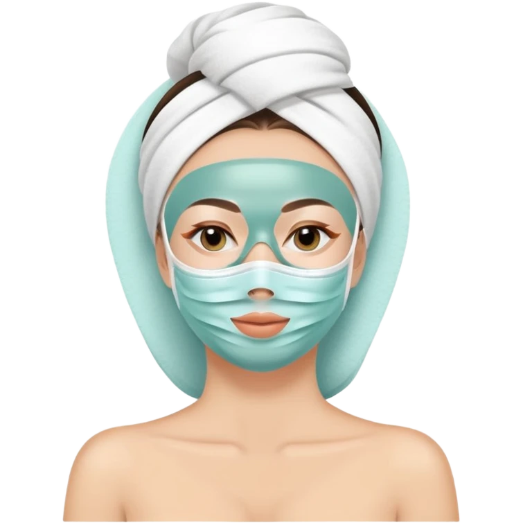 Lady with face mask spa beauty full face relaxing emoji