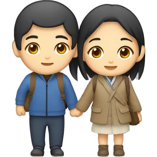 Cute Asian couple traveling Japan  emoji