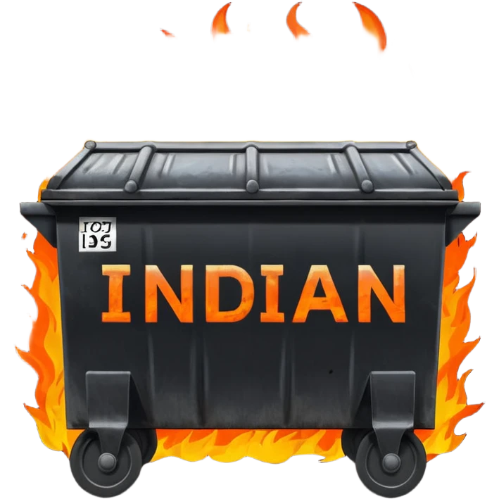 Flaming dumpster fire with the words "Indian government" on the dumpster. No typo. emoji