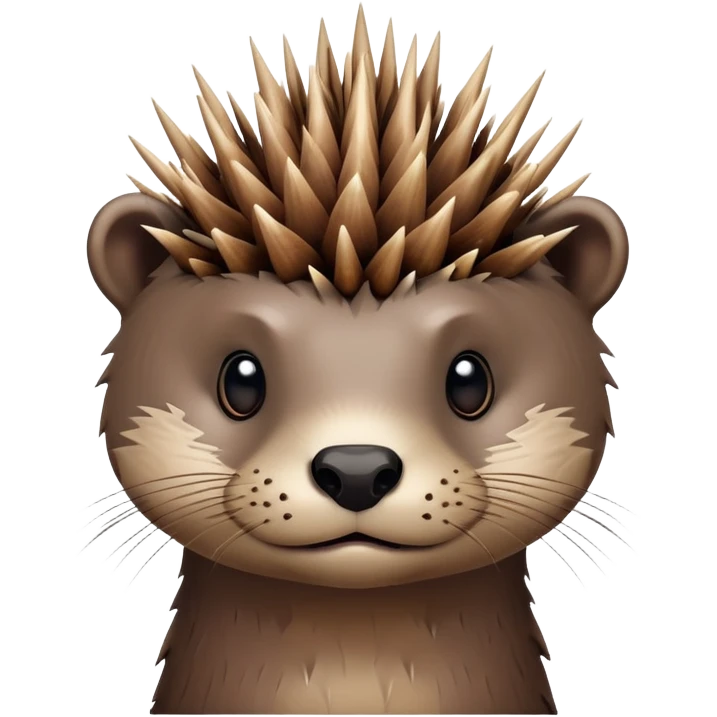 really cute confused otter face with asymmetric spiky thorny wooden bramble wrapped on the top of its head only, no leaves emoji