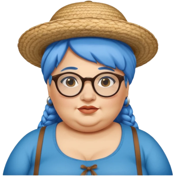 woman glassess, very fat venice gondolier with iconic hat and blue hair woman emoji