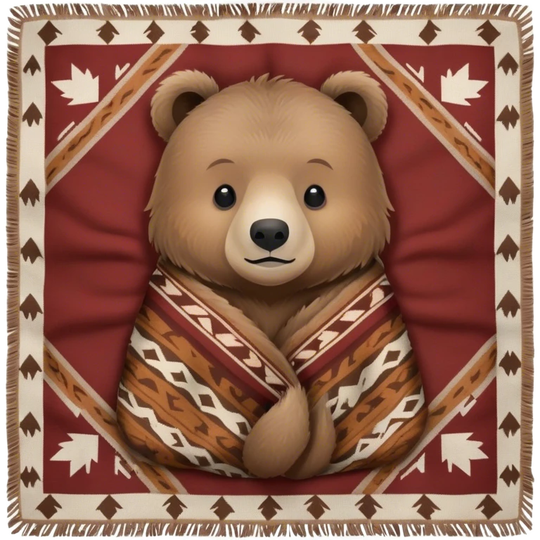 Baby grizzly bear cub cozy in a Pendleton blanket  emoji