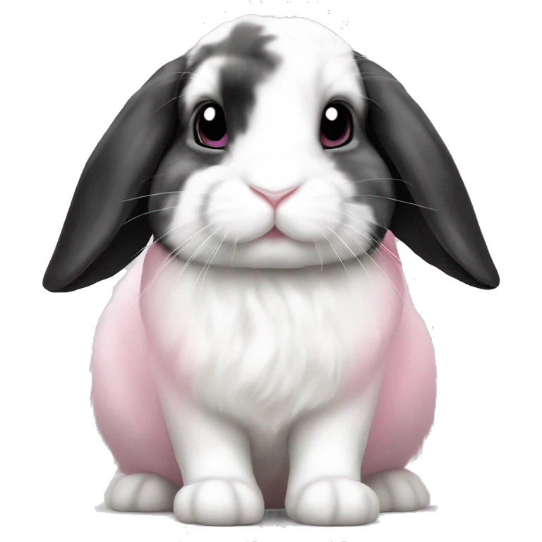 Black white and pink spot holland lop rabbit emoji