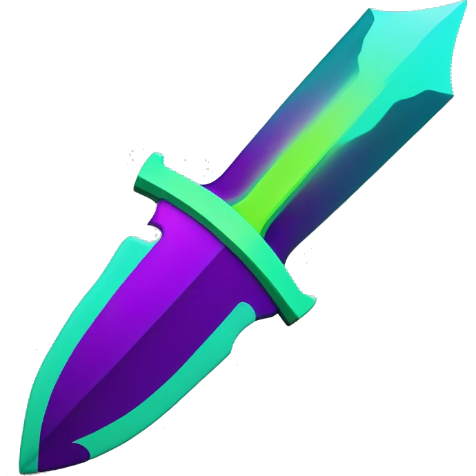 45° angle Aurora borealis purple teal lime green dagger knife sword emoji