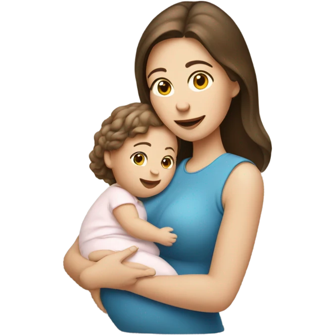 Pale brunette women holding baby emoji