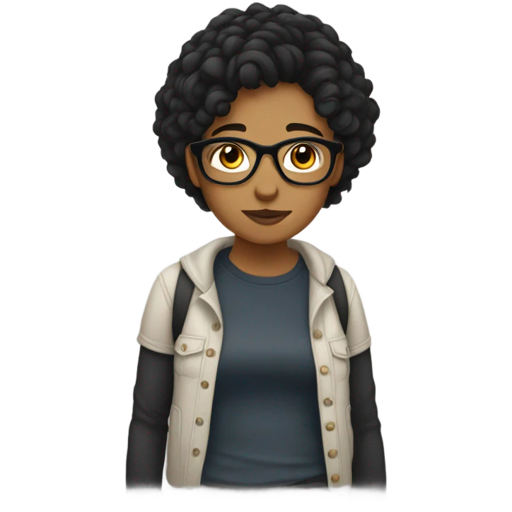 Soft butch lesbian with dark hair and glasses emoji